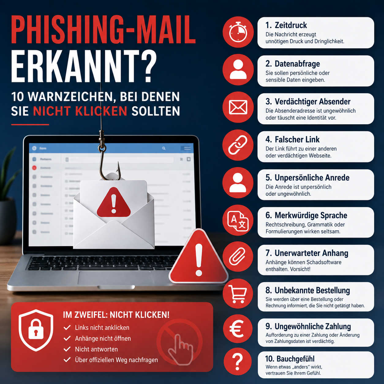 Phishing-Mail erkannt? 10 Warnzeichen, bei denen Sie nicht klicken sollten